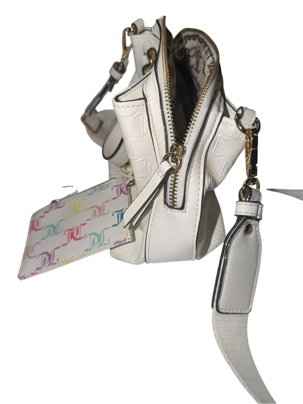 Juicy Couture White Embossed Satchel with Removable Logo Pouch